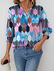 LOMON Women's 2025 Fashion Tops 3/4 Length Sleeve