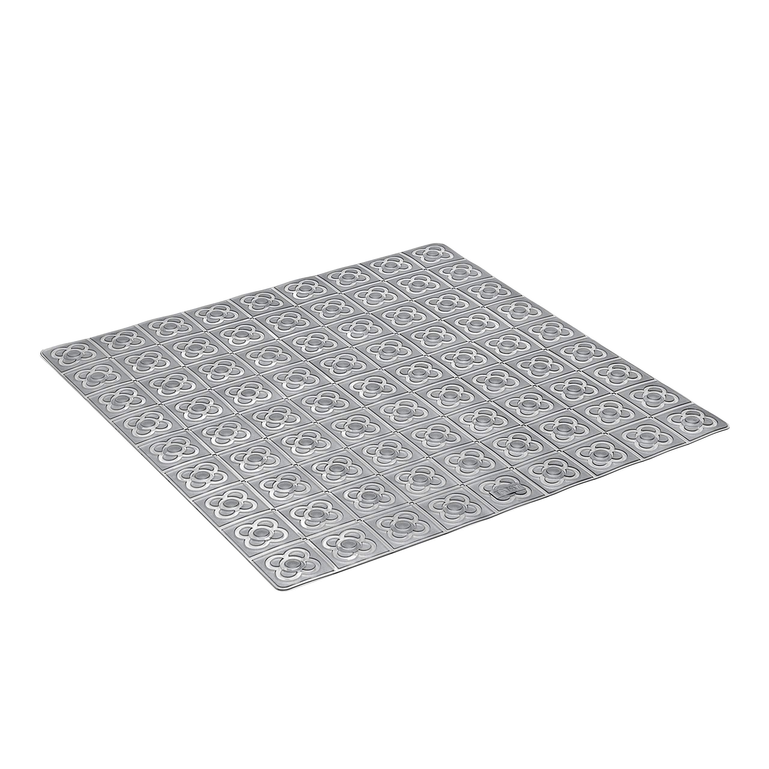 TATAY Bath Mat, Non-slip, PVC with Suction Cups, Resistant to Mold and Microbes, Anti-Bacterial, Barcelona Design, Grey. Measures 54 x 54 cm