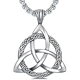 PDTJMTG Celtic Necklace for men Sterling Silver Celtic Knot Triquetra Triangle Trinity Necklace Gift for Men