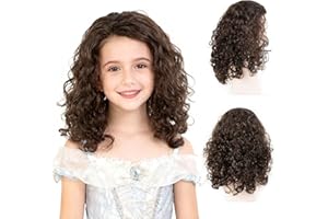Onedor HairWiz: 20-inch Chocolate Brown Curly Wig - Perfect for Halloween & Cosplay with Included Wig Cap (Kids Size)