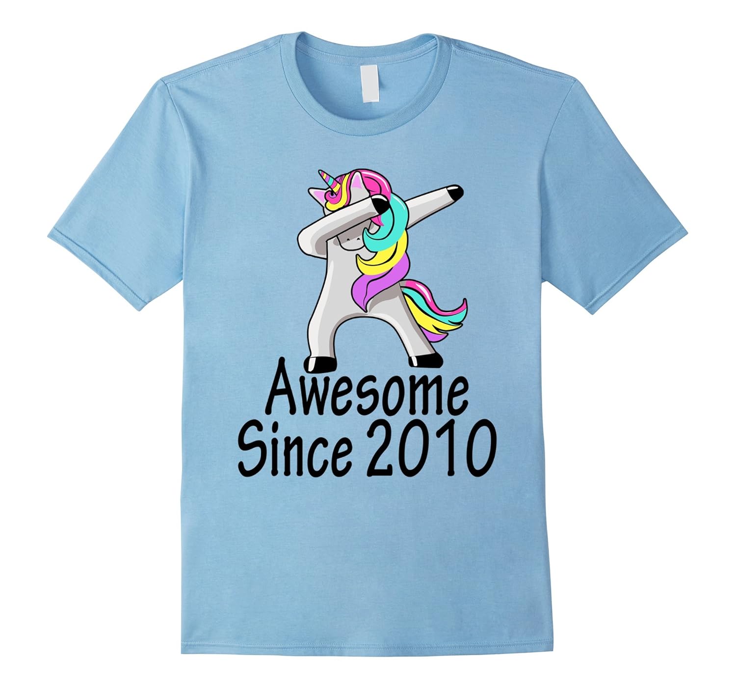 Kid 7 Years Old 7th Birthday Unicorn Shirt Gift 2010 Dabbing-Rose