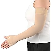 KEKING Lymphedema Medical Compression Arm Sleeve with Gauntlet, 15-20 mmHg Graduated Compression Full Arm Support for Women Men (Single), Long Pressure Arm Hand Brace for Arthritis, Bursitis, Edema