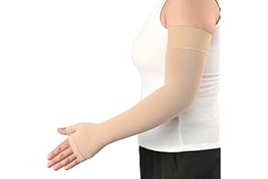 KEKING Lymphedema Medical Compression Arm Sleeve with Gauntlet, 15-20 mmHg Graduated Compression Full Arm Support for Women Men (Single), Long Pressure Arm Hand Brace for Arthritis, Bursitis, Edema