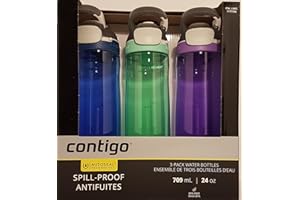 Contigo Autoseal Spill-Proof Water Bottle 24oz, 3 Pack (Monaco, Sweet Mint, Grapevine)