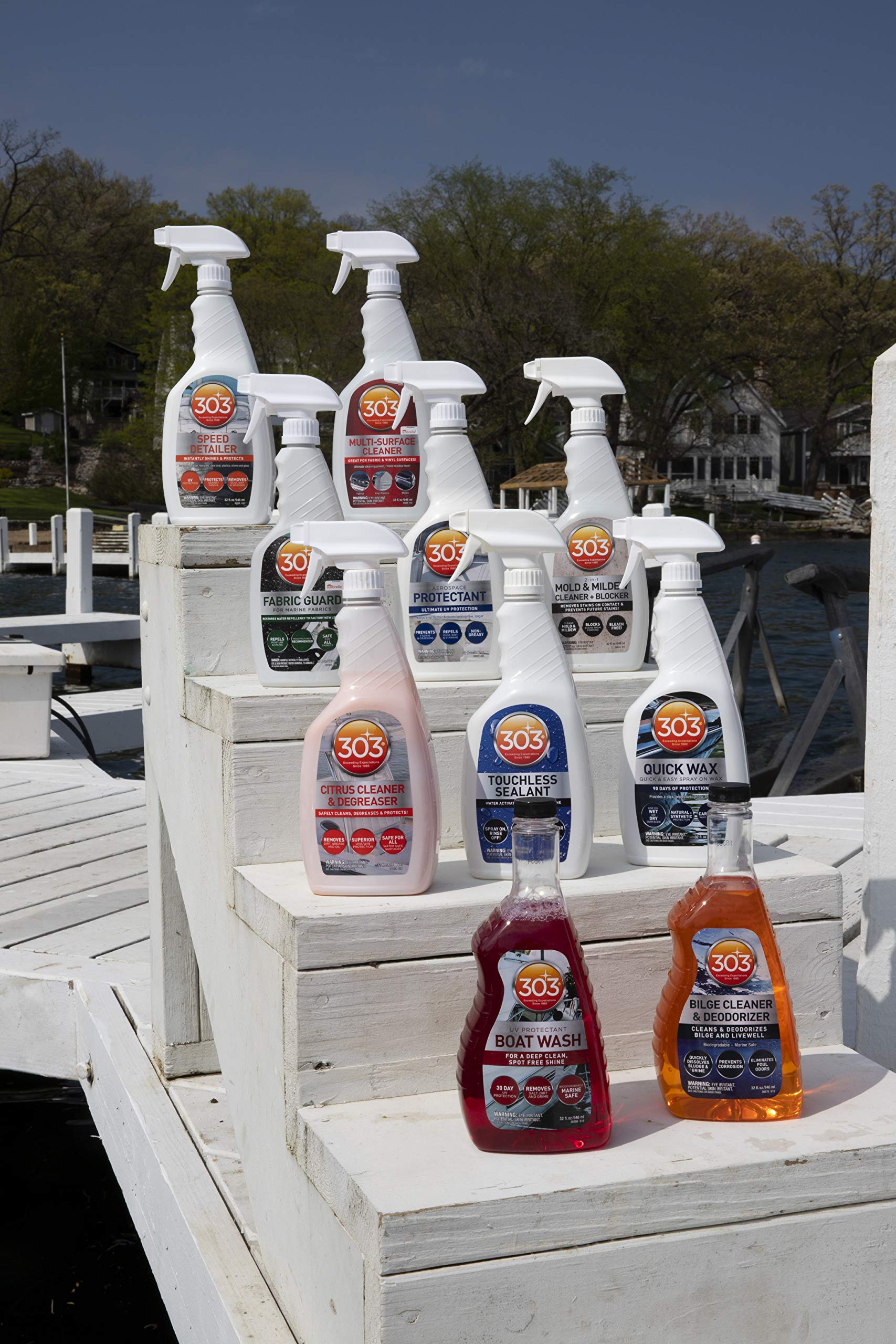 303 Products Marine Clear Protective Cleaner - Cleans and Protects Vinyl and Plastics, Provides Superior UV Protection, Prevents Yellowing and Cracking, 32oz (30215)