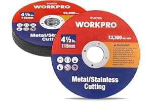 WORKPRO 10-Pack Cut-Off Wheels, 4-1/2 x 7/8-inch Metal&Stainless Steel Cutting Wheel, Thin Metal Cutting Disc for Angle Grinder