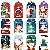 Cute Christmas Gift Tags – 48PCS Festive Holiday Gift Tags with String, Adorable Santa & Christmas Tree Designs for Gift Wrapping, Classroom Exchange, Kids Party Favors & Holiday Decorations