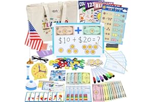 Gifts2U Pretend Teacher Playset for Kids, Play School Toys for Girls Boys with Teacher Bag, Whiteboard, Play Money, Learning Clock, Educational Posters and Play Teaching Supplies