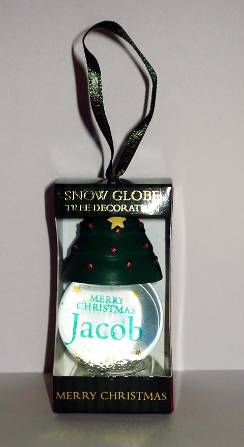 Jacob Personalised Snow Globe Christmas Tree Decoration Amazon