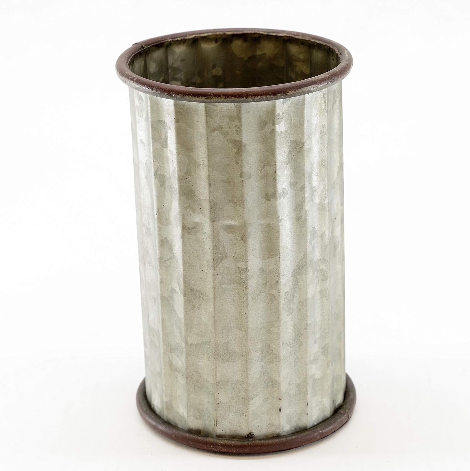 Corrugated tin vase