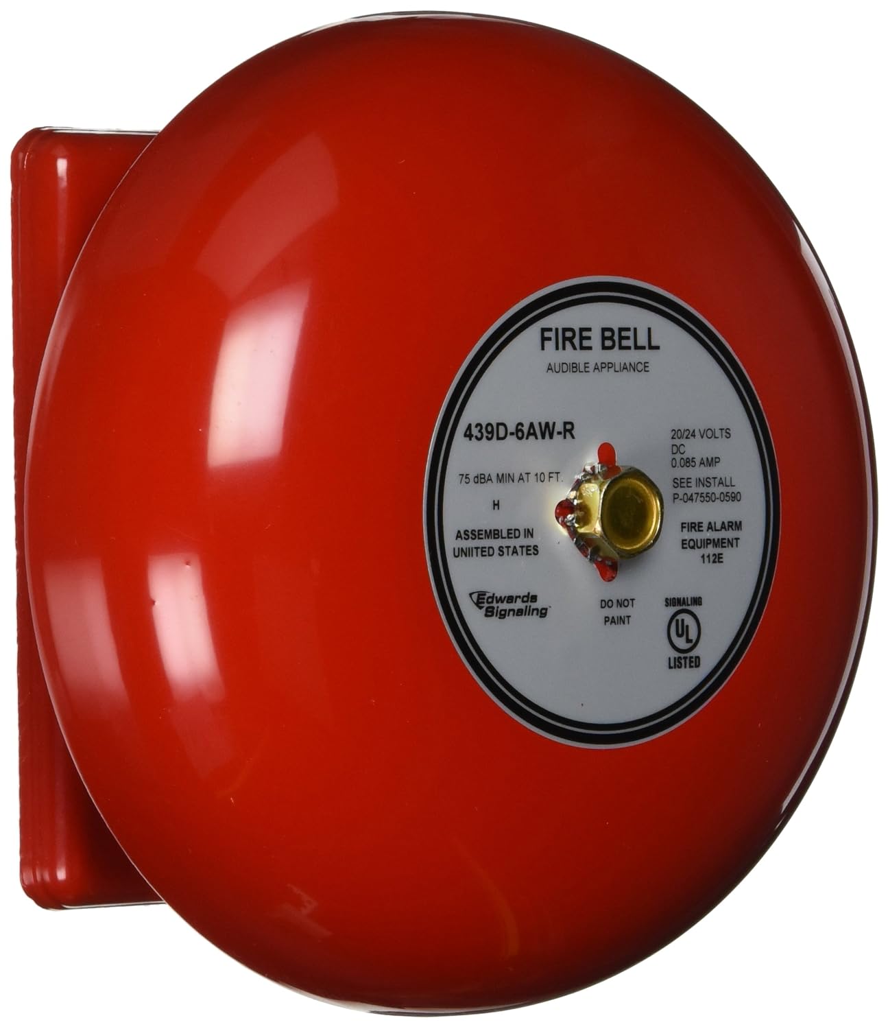 Edwards Signaling 439D-6AW-R BELL 6"20-24VDC RED
