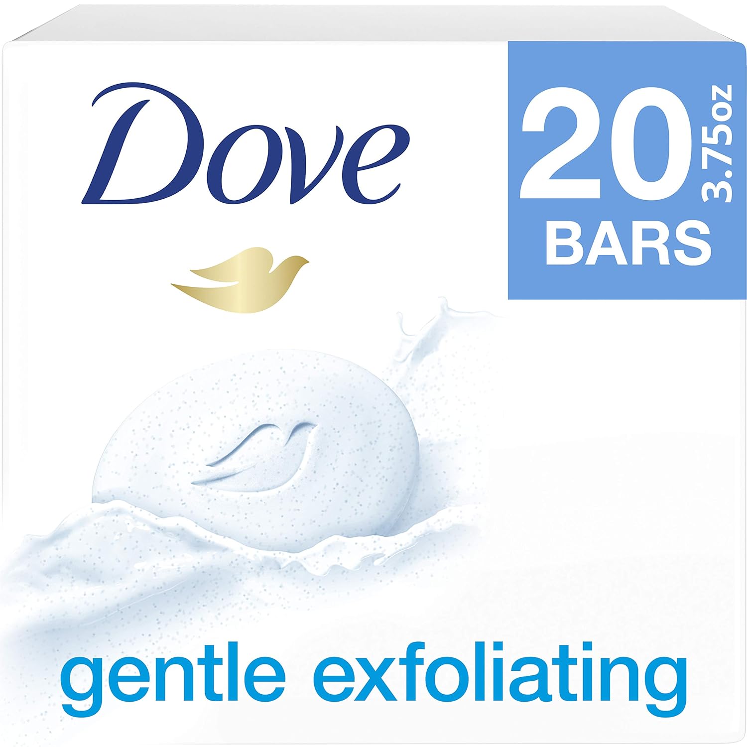Dove Beauty Bar Beauty Bar for Renewed Skin Gentle Exfoliating More Moisturizing than Bar Soap, (10 Count of 3.75 oz Bars) Pack of 2 : Beauty