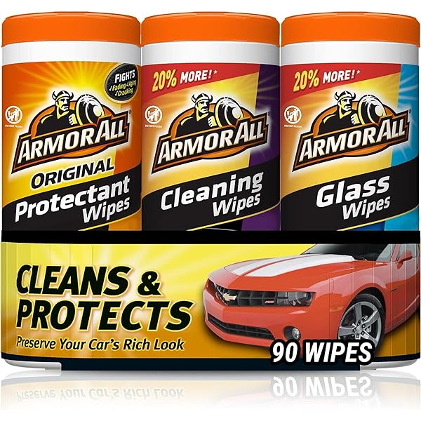 ARMOR ALL PROTECTANT, GLASS AND CLEANING WIPES, GIFTS FOR DAD, INTERIOR CAR CLEANER AND EXTERIOR CARE, 30 COUNT EACH (PACK OF 3)