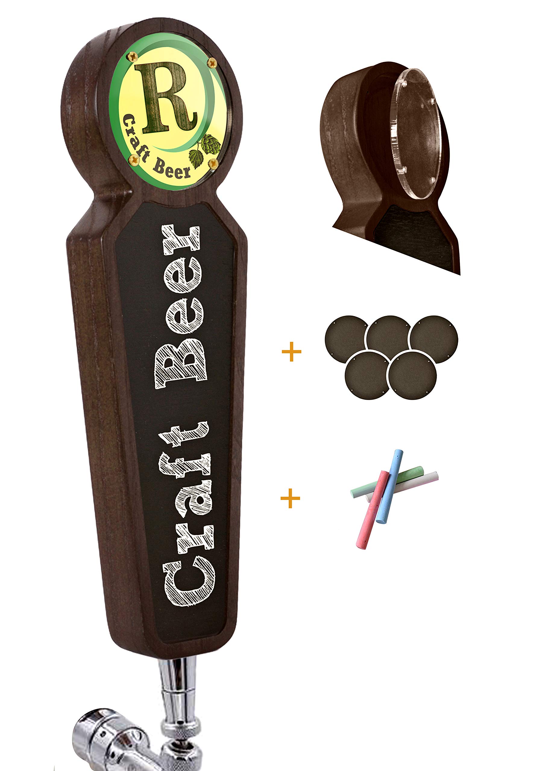 TESLYAR Large Wooden Table Tap Handles for Kegerator Bar Restaurant Brewery Craft Beer Tap Handle Label Display for All Beer Lovers (Dark Blue)