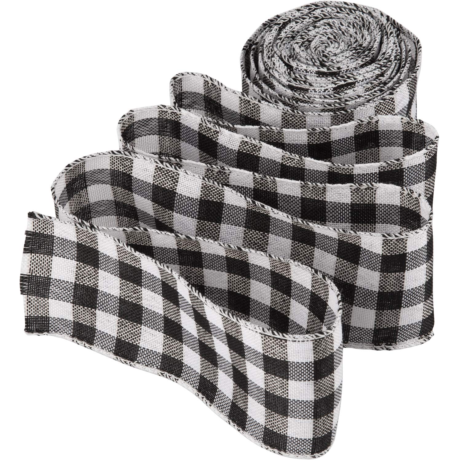 LUTER Black and White Plaid Hessian Ribbon for Gifts - Crafts for Home Wedding Decorations, Rustic Christmas Parties, 2.5 inches x 236 per