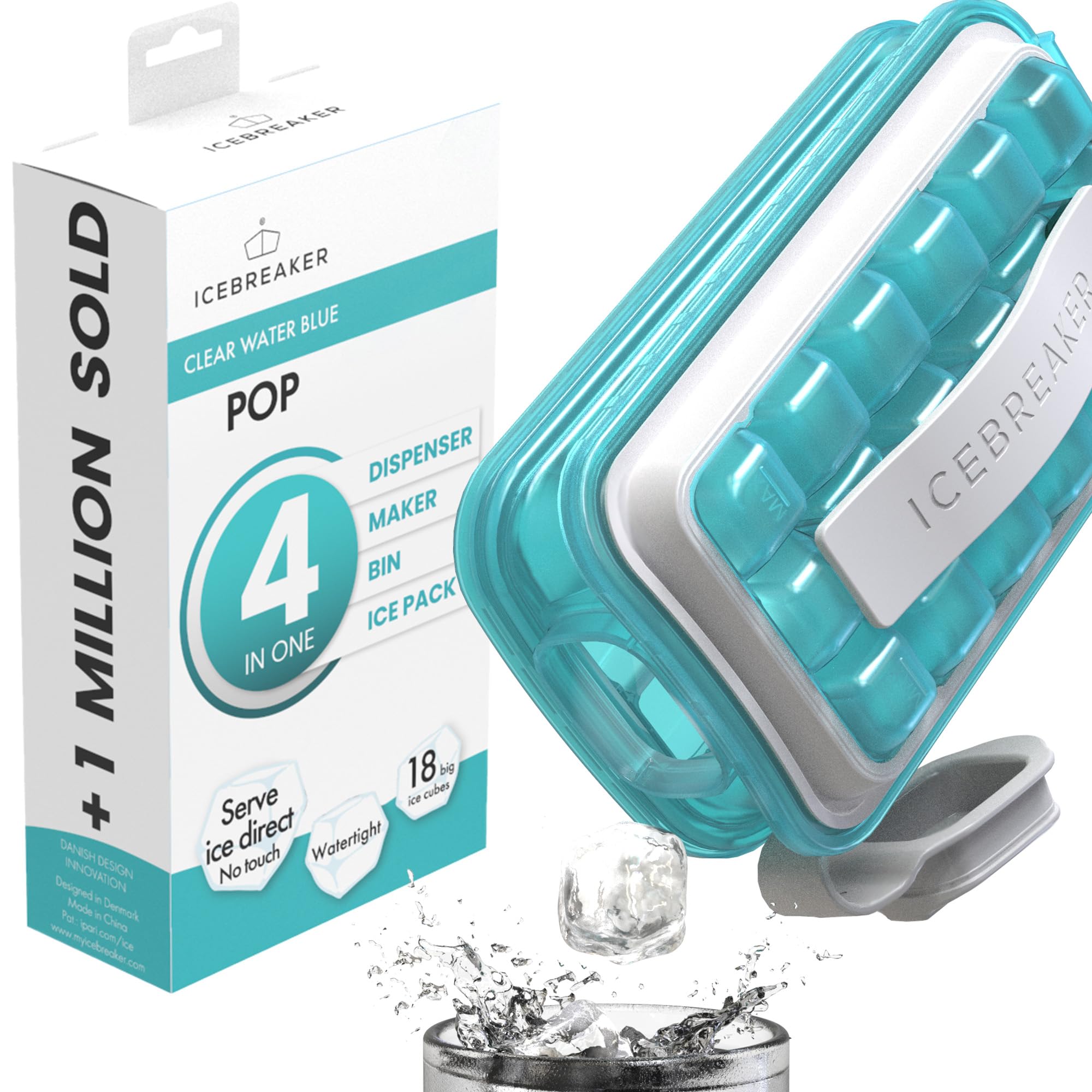 thumbnail interactive-video image 1 of Icebreaker Silicone Ice Cube Tray - 18 Cube Maker With Dispenser & Storage 1 of 13