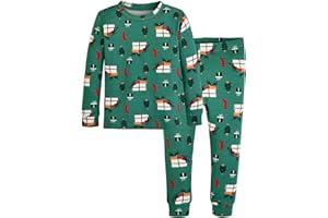 moimoln Sibling Matching 6M-8Y Soft Warm Cotton Modal Character Long Sleeve Snug-Fit Pajama Long Sleeve Sleepwear Daily