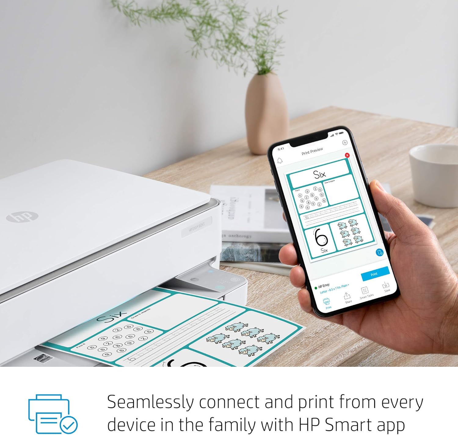 HP ENVY 6055 Wireless All-in-One Printer, Mobile Print, Scan & Copy, Works with Alexa (5SE16A): Electronics