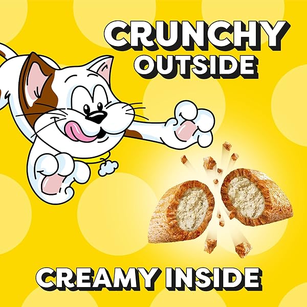 TEMPTATIONS JUMBO STUFFED CAT TREATS, CRUNCHY AND SOFT CAT TREATS, TASTY CHICKEN FLAVOR, 14 OZ. TUB