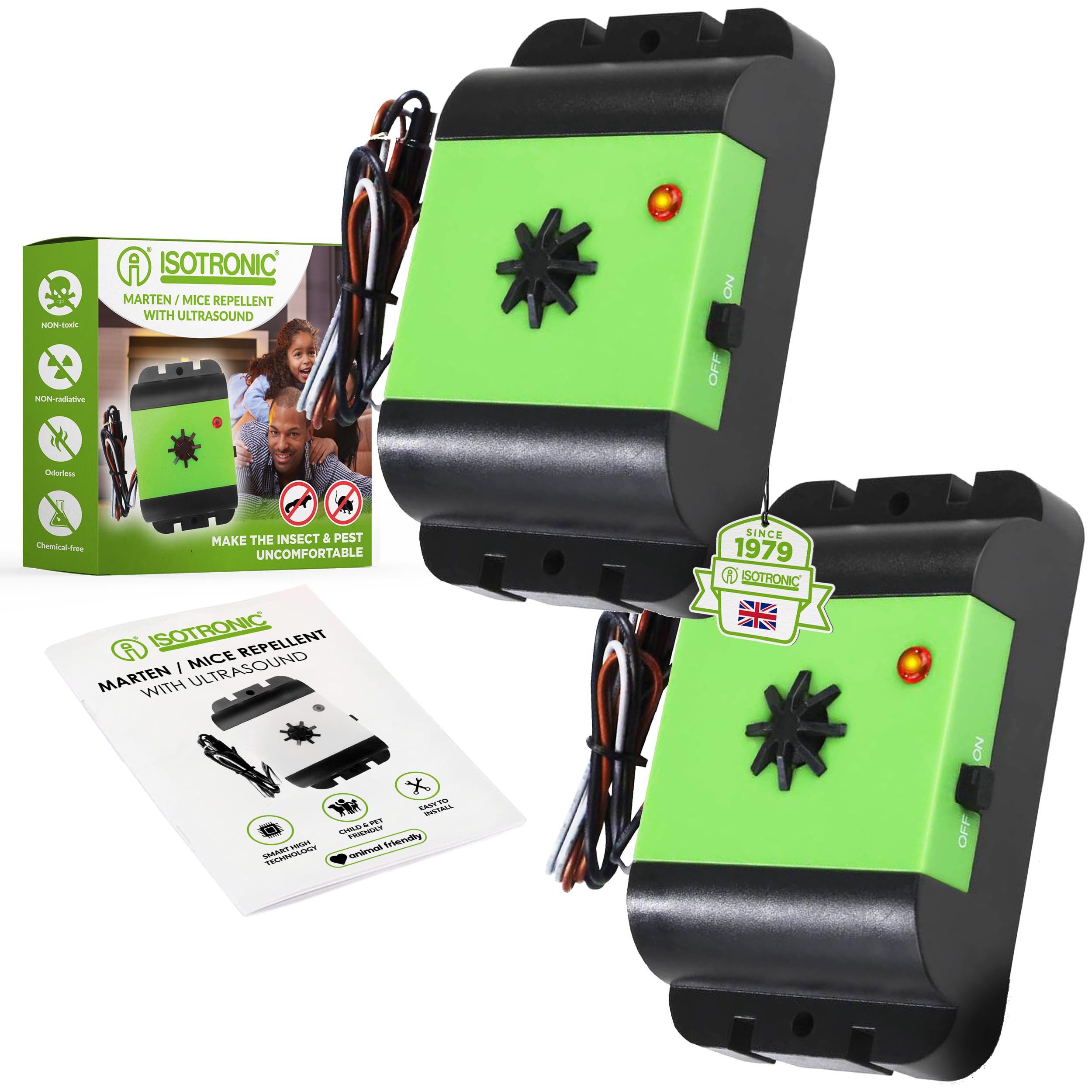 ISOTRONIC Mice Repeller/Rat Repellent 12V with Ultrasound for Car - Repels Mice, Rats, Dorman Sleepers