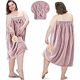 Xtinmee 2 Sets Plus Size Womens Wrap Towel with Hair Towel Bath Wrap Shower Spa Wraps for Women's Bathrobe (Lotus Pink)
