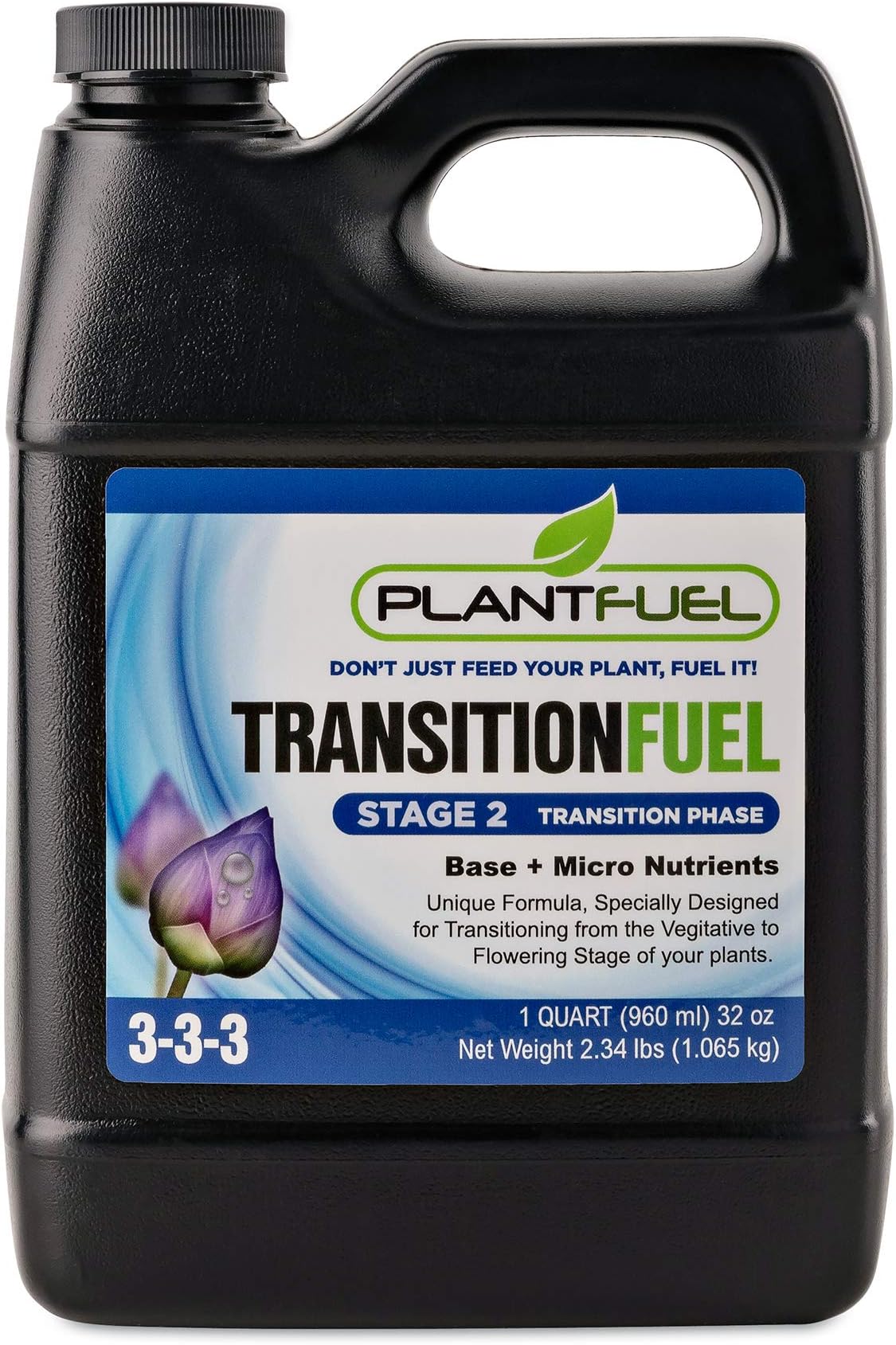 PLANTFUEL (Growth, Transition, Bloom) Plant Fertilizer Liquid Fertilizer for Outdoor and Indoor Plants and Hydroponics - Seaweed (Transition, Quart)
