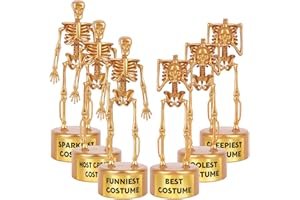 LOAVER 6 Pack Halloween Best Costume Skeleton Trophy, Halloween Skull Party Prizes Gold Bones Game Awards Costume Contest Event Trophy for Kids Goodie Bag Fillers School Classroom Rewards Treats