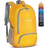 ZOMAKE Lightweight Packable Backpack 30L, Foldable Hiking Backpacks Water Resistant Compact Folding Daypack for Travel(Yellow)