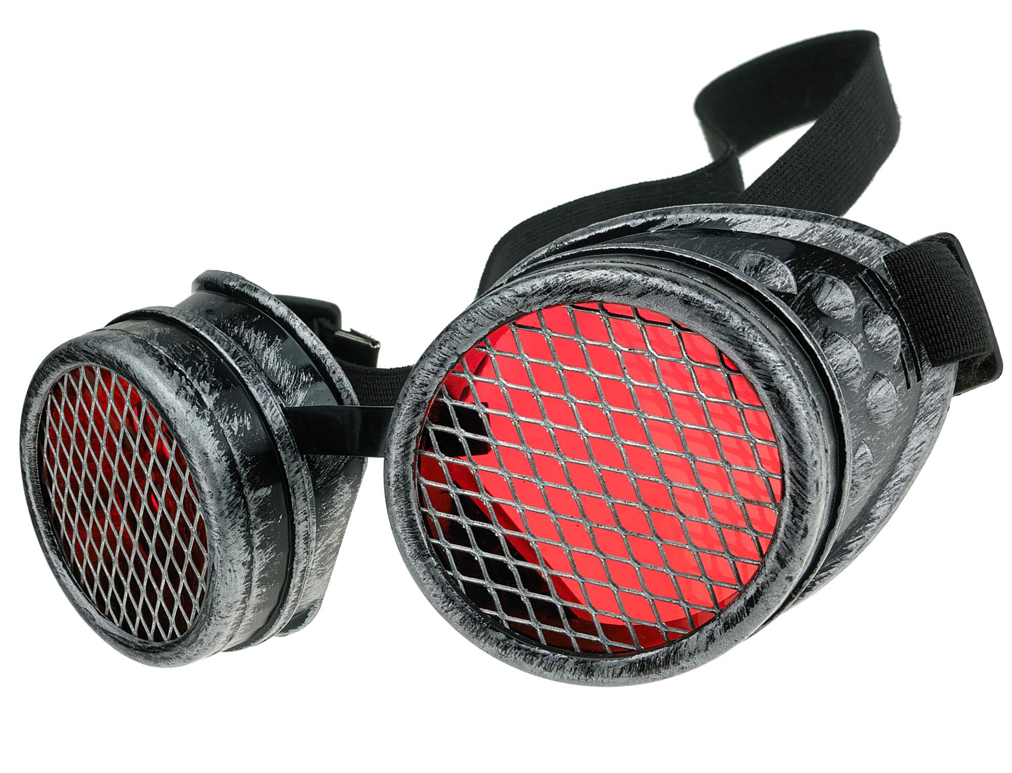 Welding Cyber Goggles Steampunk Goth Cosplay Sunglasses 50s Round Glasses Party Fancy Dress MFAZ Morefaz Ltd (Grey Grid)