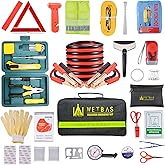 WETBAS Car Roadside Emergency Kit, Auto Vehicle Safety Emergency Road Side Assistance Kits Essentials, with Jumper Cables, Sa