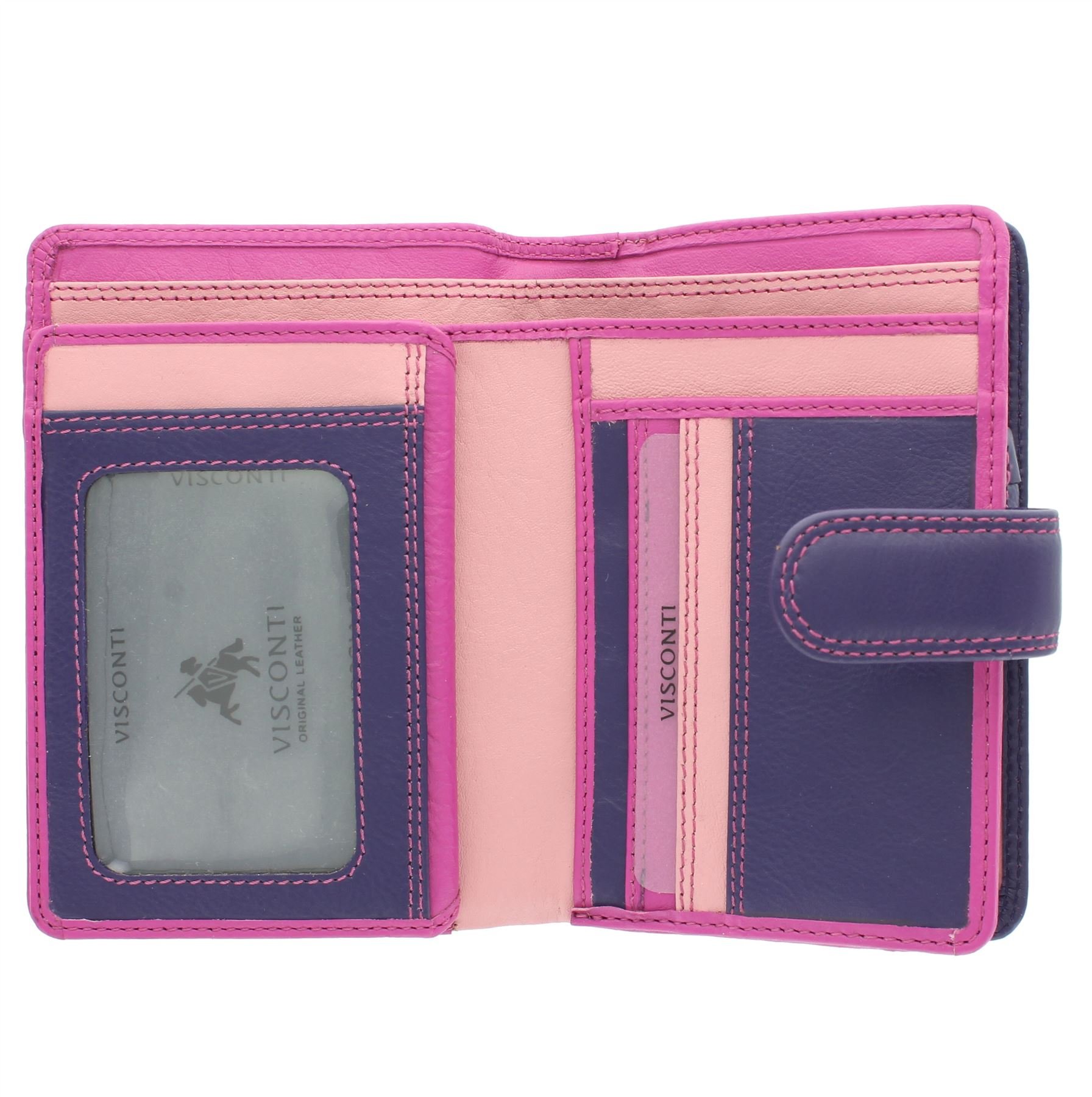VISCONTI Rainbow Leather Ladies Purse Style RFID Blocking RB51 Berry Multi — image 1
