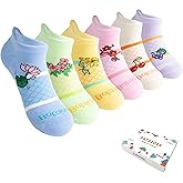 bataidis Womens Dopamine Color Ankle Socks 6 Pairs Running Athletic Cushioned Sole Socks With Tab