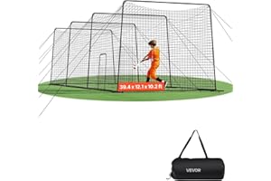 VEVOR Baseball Batting Cage,12/22/33/40 FT Freestanding Portable Batting Cage, Hitting Cages with 4-Ply Knotless Polyester & 