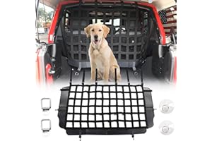 BESTAOO Pet Net Vehicle Safety Mesh Dog Barrier for Jeep Wrangler JK JL 2 Door 4-Door 2007-2025,Rear Seat Isolation Net,Easy to Install,Updated Version