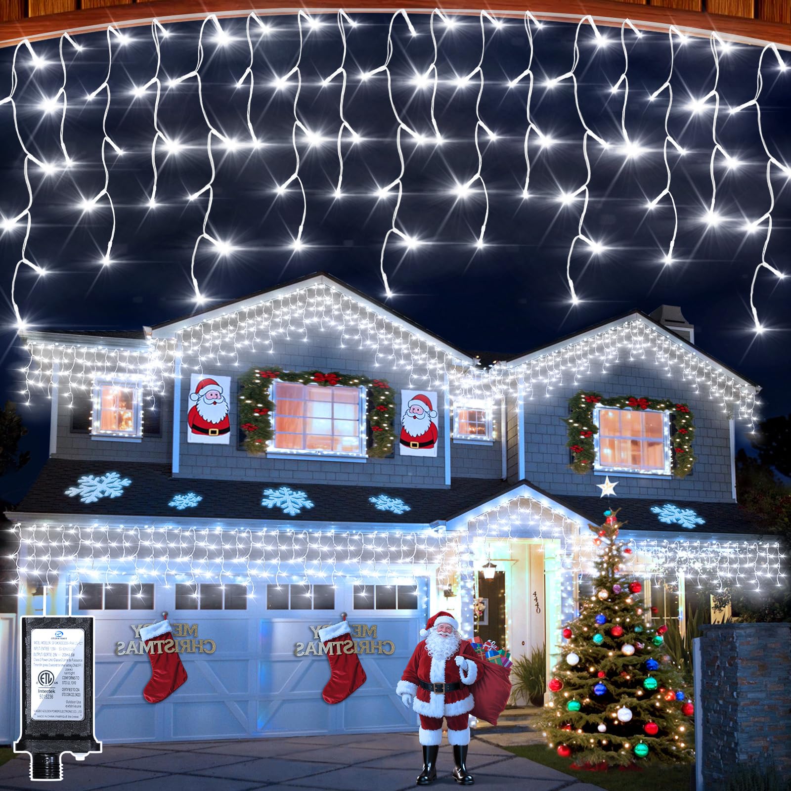 Photo 1 of 810 LED Christmas Lights with 180 Drops, 82ft 12 Modes Cool White Fairy String Lights with Timer Dimmable, Waterproof Twinkle Lights for Indoor Outdoor Holiday Wedding Party Eaves Christmas Decor