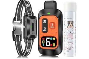 KDSZJDV Citronella Dog Training Collar [1*Refill Spray] 1000FT Citronella Dog Bark Collar with Remote Innovative with Beep/Spray/Vibration 1-6 Levels for All Breeds 4 Training Modes Citronella Collar