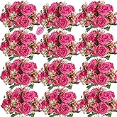 ASTRYAS 12Pcs Peonies Artificial Flowers, Hot Pink Peony Artificial Peonies, Silk Peonies Flowers Fake Peonies Bouquet for Centerpiece Table Wedding Party Home Decor