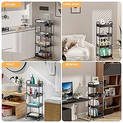 4 Tier Rolling Utility Cart with Drawer,REBECAT