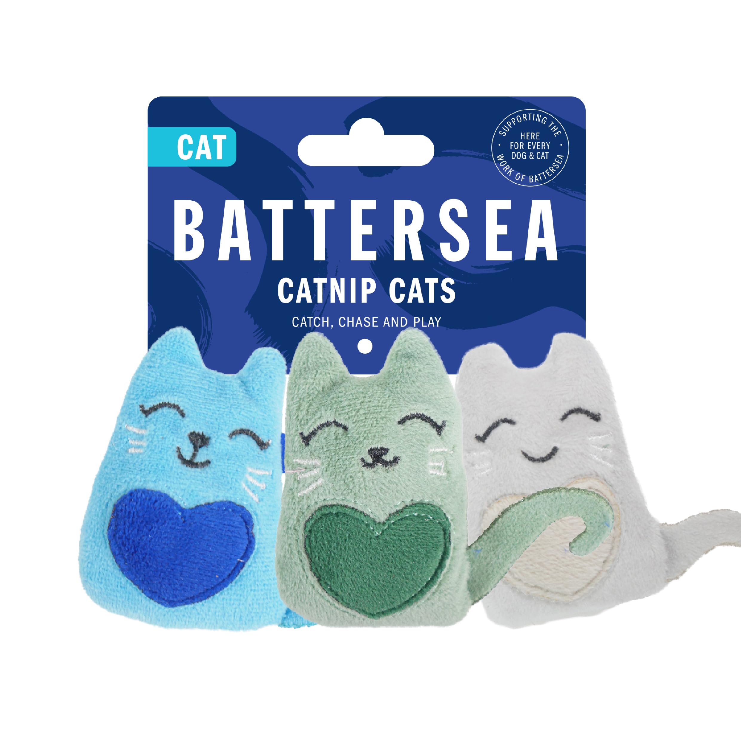 Rosewood Battersea Pack of 3 Cat Toys – Three Soft Plush Kitty Toys for Cats and Kittens, Catnip-Infused, Interactive and Engaging Play for All Breeds, UK Charity Partnership