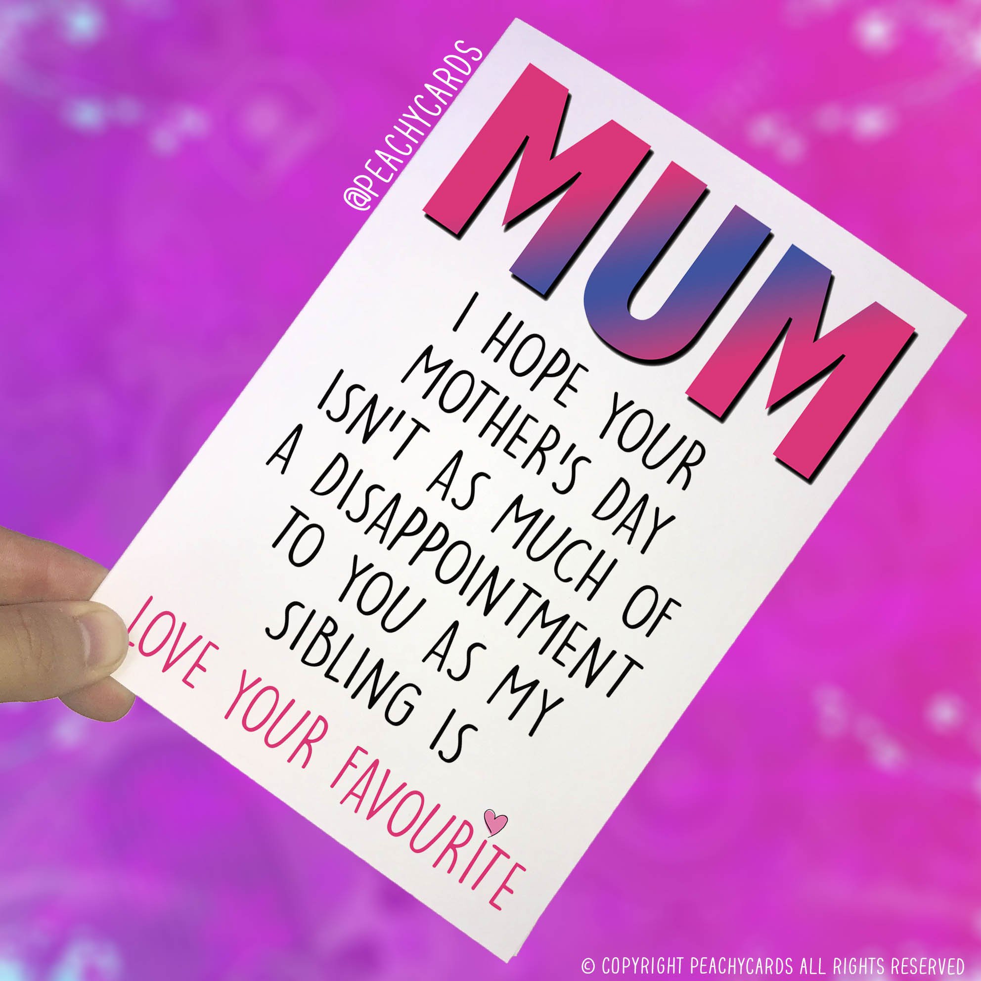 Funny Mother's Day Card Funny Card for Mum Card for Mom Mothers Day Card Funny Card, Card for Her Funny Sibling Card Favourite Child PC241
