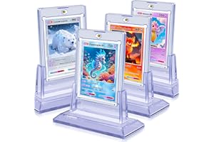 KITOYZ 4Pcs Magnetic Card Holders for Trading Card, Baseball Card Protectors with 4 Stands, 35pt Acrylic Hard Card Sleeves Case for Sports Cards, Game Cards, Standard Cards Storage and Display