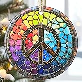 3.5" Ceramic Christmas Ornaments, Christmas Tree Ornaments, Heirloom Keepsake, Gift Exchange, Gift Idea, Bauble Present - Peace Sign
