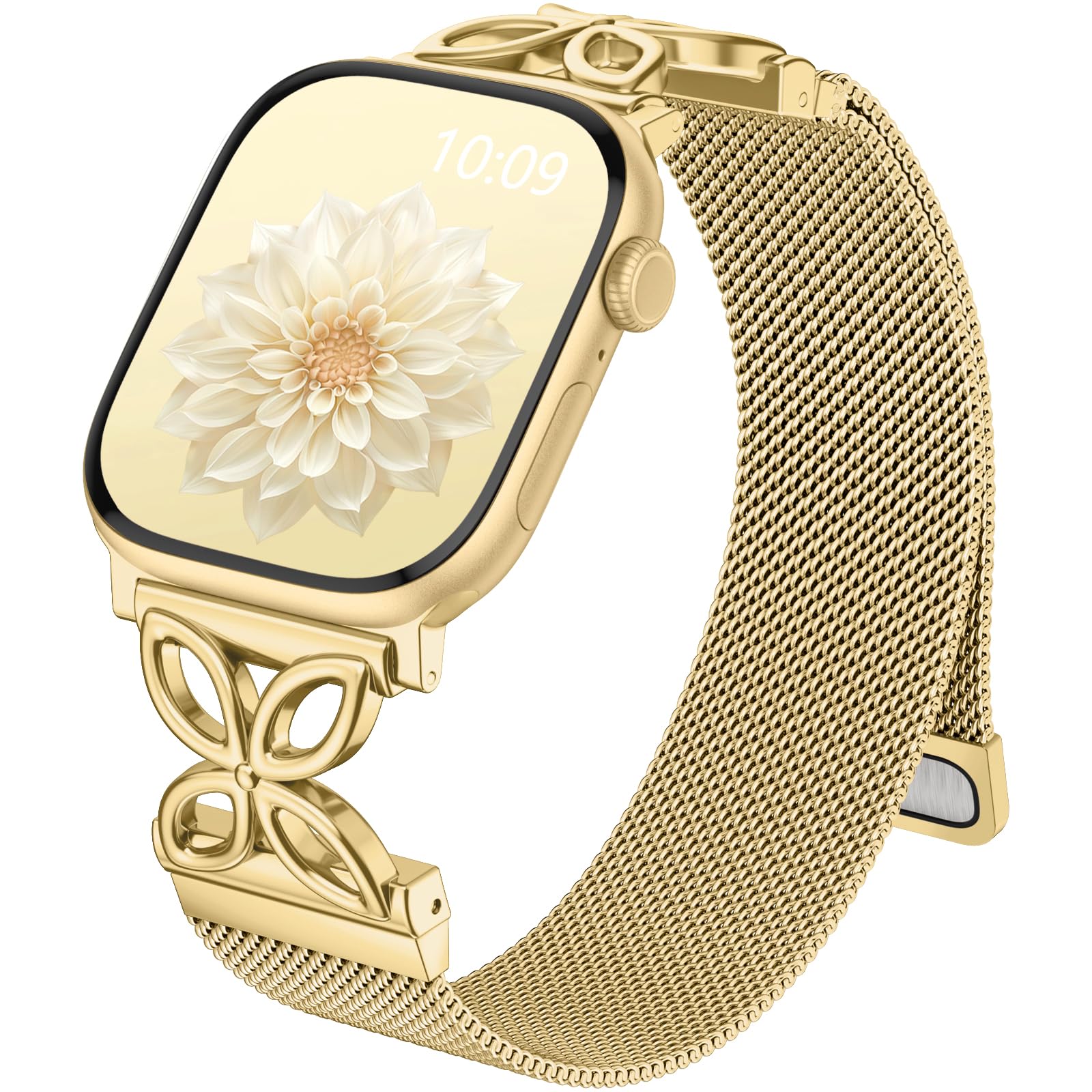 Getino Milanese Loop Compatible with Apple Watch Bands for Women 40mm 41mm 42mm 44mm 45mm 46mm 49mm 38mm Series 11 10 9 8 7 6 5 4 3 2 SE Ultra, Magnetic Stainless Steel Metal Strap iWatch Bands, Gold