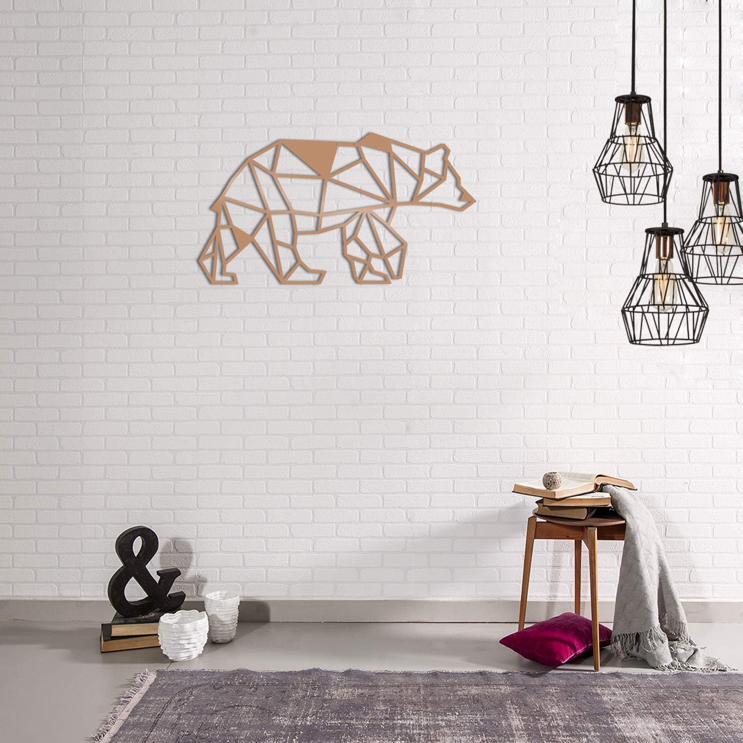 Homemania Wall Decoration, Steel, Copper, 55 x 0.3 x 30 cm