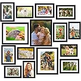Gabotrie 15 Pack Picture Frames Collage Wall Decor, Black Gallery Wall Frame Set, Gallery Frame Collage for Wall Hanging, Tabletop Display, Multi Sizes with 3pcs 8x10, 6pcs 5x7, 6pcs 4x6 Photo Frames