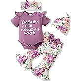SODLON Newborn Baby Girl Clothes Outfits Infant Clothing Ruffle Romper Top Floral Pants Outfit Sets for Baby Girls 0-18M