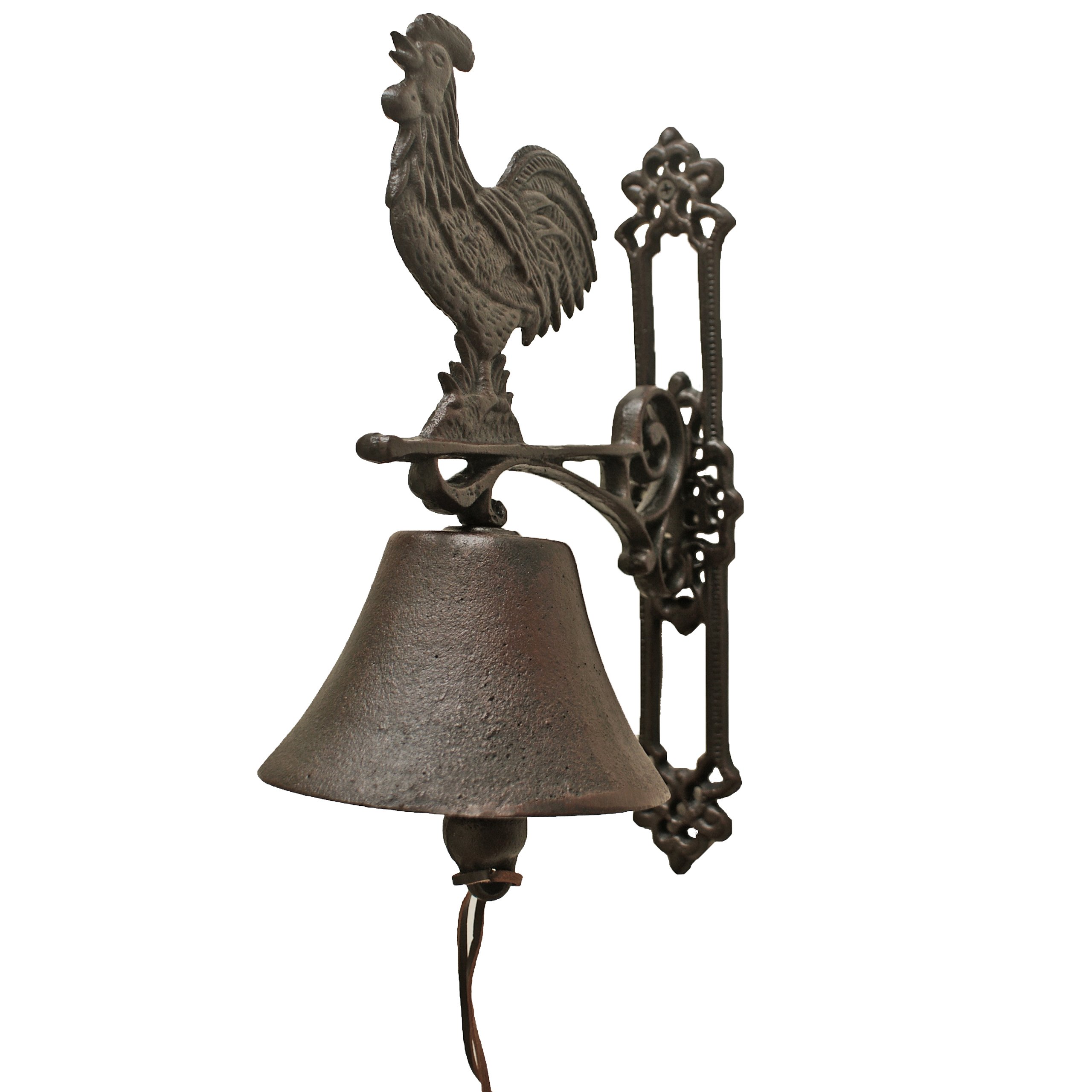 NACH JS-90-080 Wall Mounted Rustic Black Cast Iron Dinner Bell and Doorbell, Rooster Doorbell, 4.5x7.5x12 inch