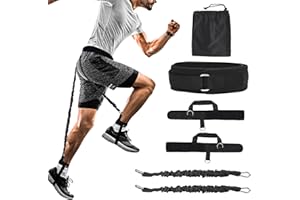 AGORIZEO Vertical Jumping Trainer Jump Resistance Bands System with Adjustable Ankle Strap & Belt Horizontal Workout Equipment for Leaping Fitness Basketball Volleyball Football Tennis Leg Agility Training