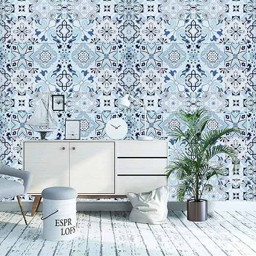 Amazon Com Hdsticker 17 7x117 Inches Self Adhesive Vinyl Tile Contact Paper Wallpaper For Kitchen Backsplash Bathroom Walls Countertop Table Funiture Waterproof Removable Home Kitchen
