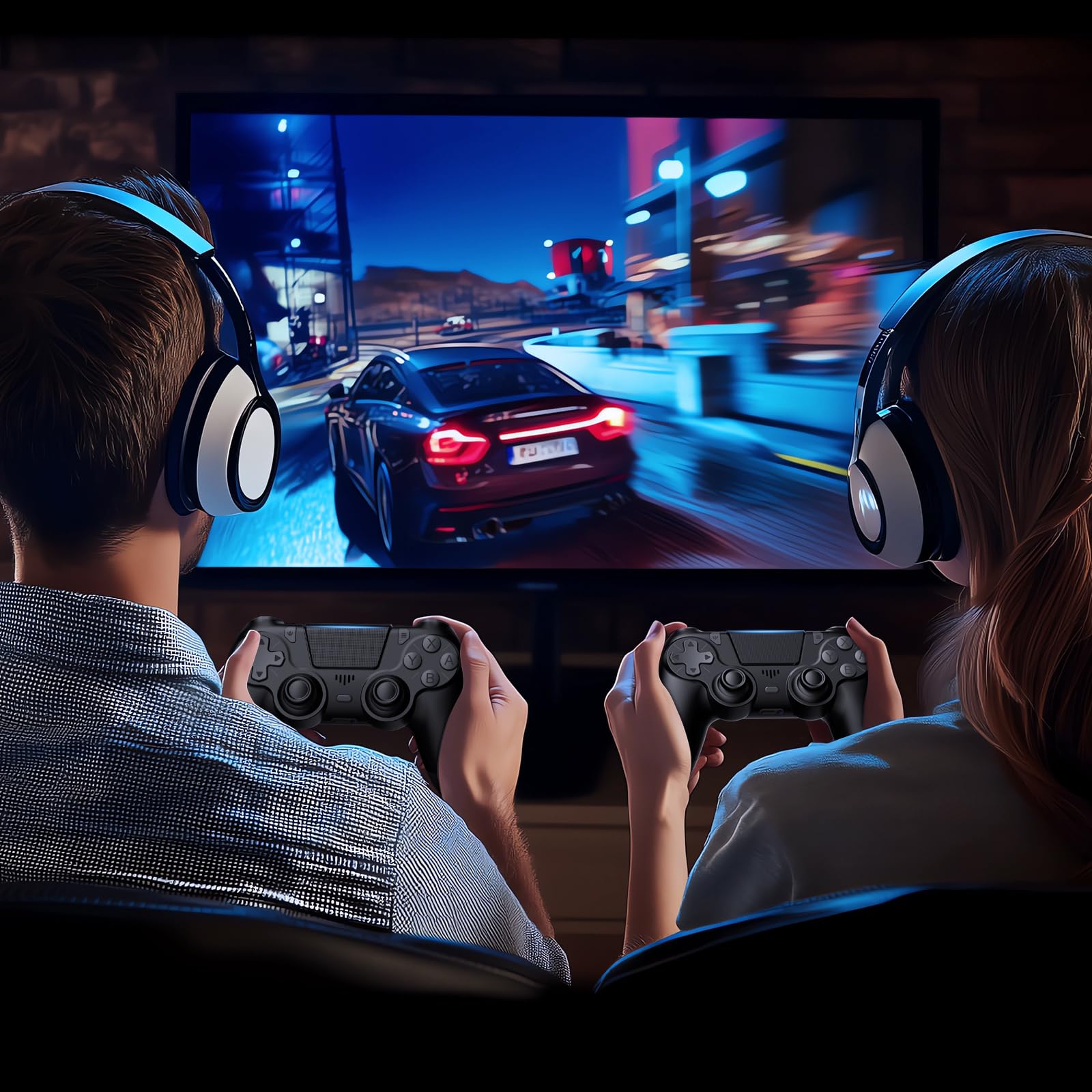 2 Pack Controllers with Charging Dock Station for PS4 Controller, Wireless Controller Compatible with PS4/Pro/Slim Consoles, with LED Charging Dock, Black